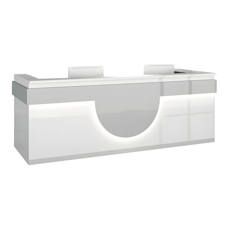 Modern Reception Desk - Light Wood Grain Finish