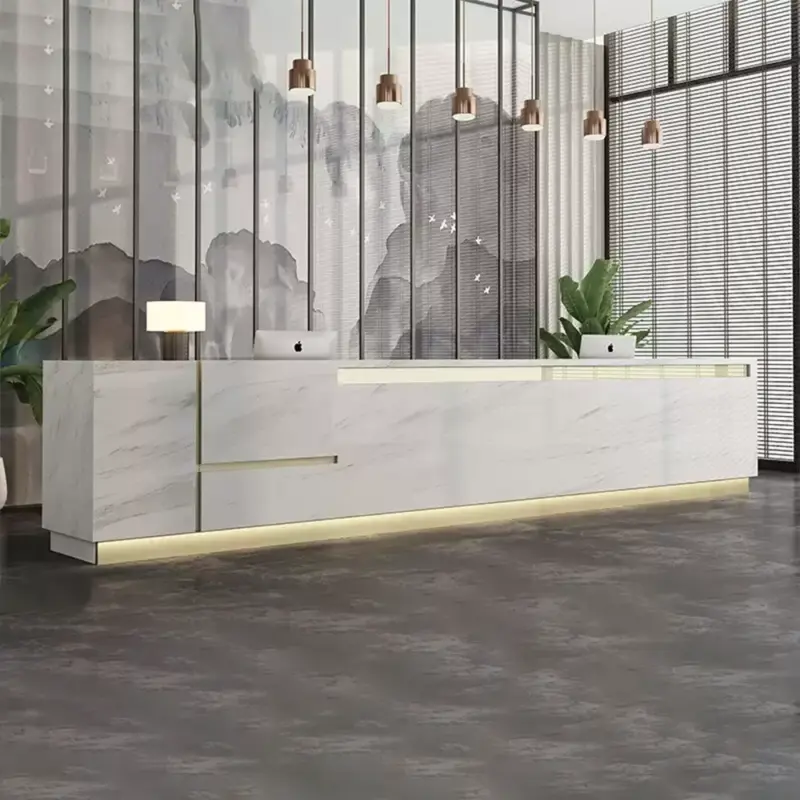 Imitation Marble Pattern Front Desk - Elegant Service Desk