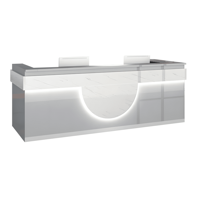 Modern Reception Desk - Light Wood Grain Finish