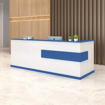 Modern Minimalist Reception Desk - White & Maple
