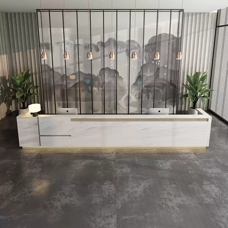Imitation Marble Pattern Front Desk - Elegant Service Desk