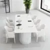 White Marble Boardroom Conference Table Long Meeting Desk