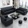 Business Office Sofa in Leather, Black - Maoters