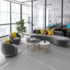 Elegant Gray Fabric Sofa for Office Lounge & Reception