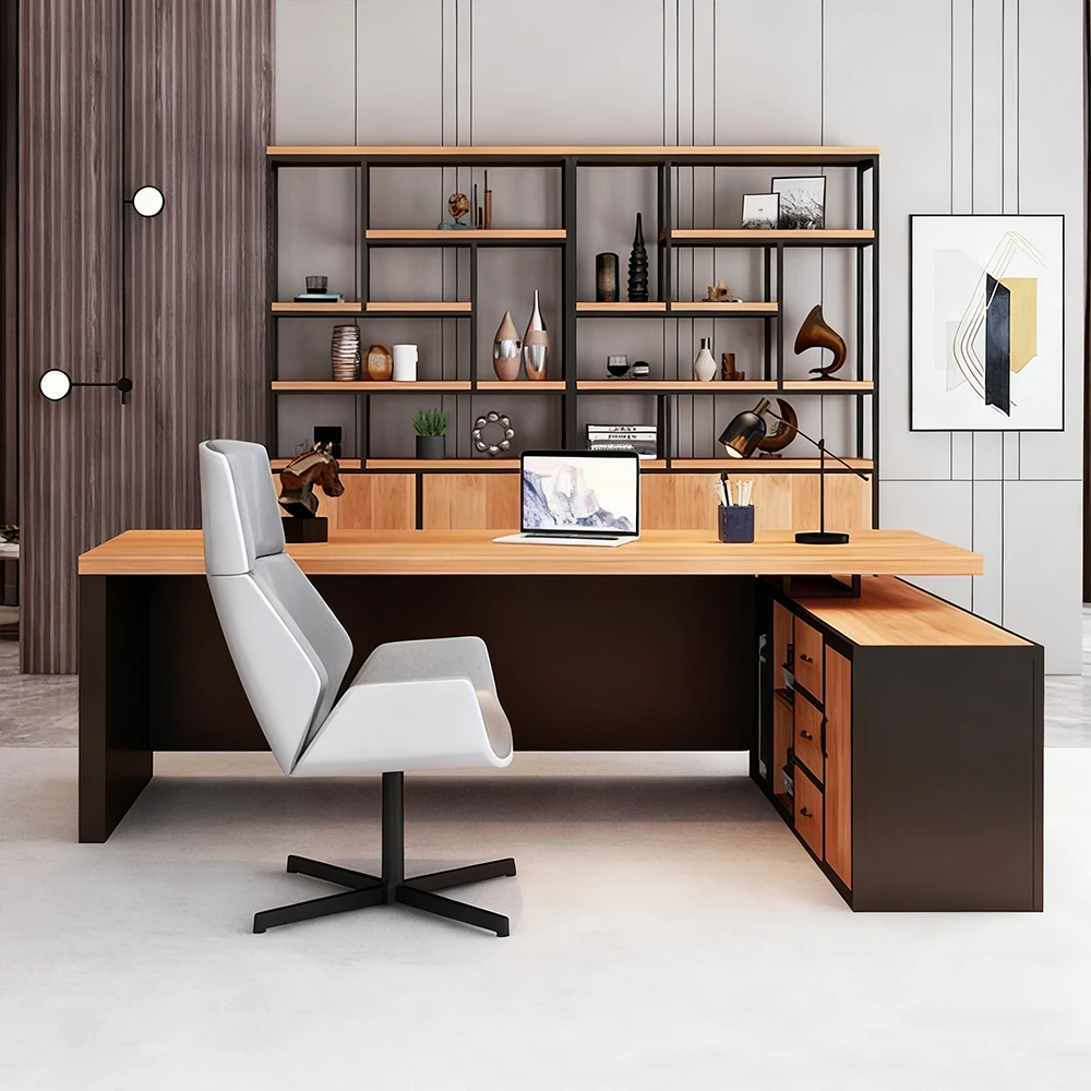 Industrial-Style Solid Wood Executive Desk - Maoters Industrial-Style Solid Wood Executive Desk - Maoters