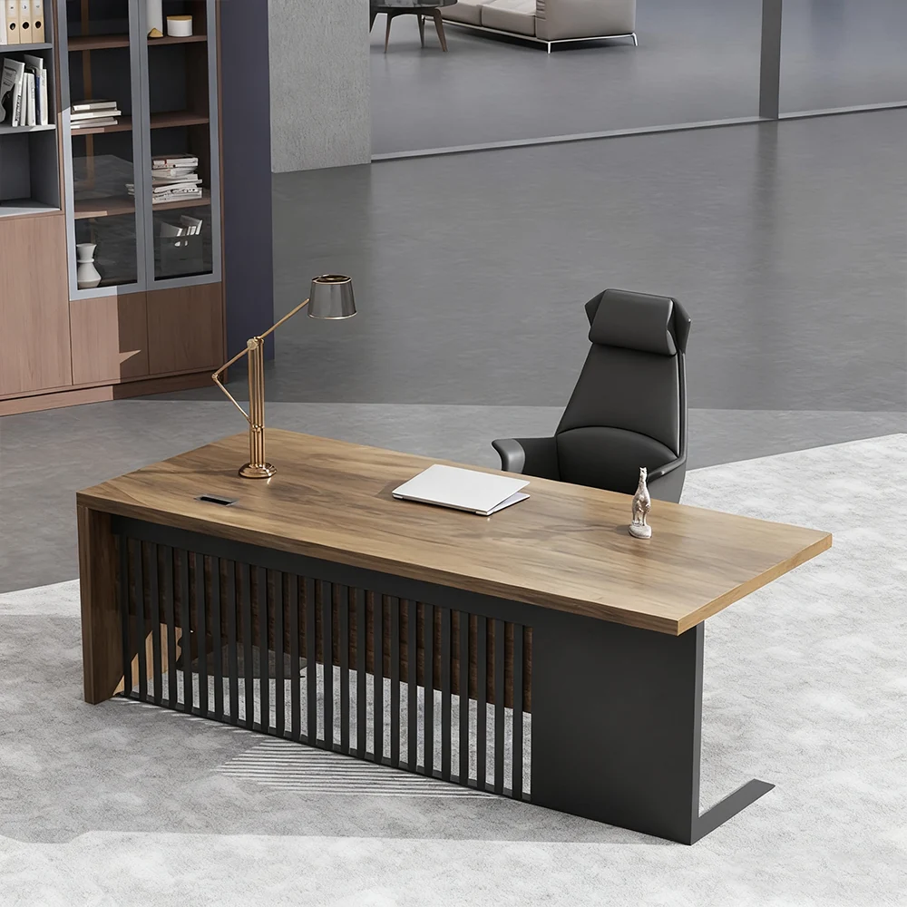 Innovative Industrial-Style Solid Wood Executive Desk Innovative Industrial-Style Solid Wood Executive Desk
