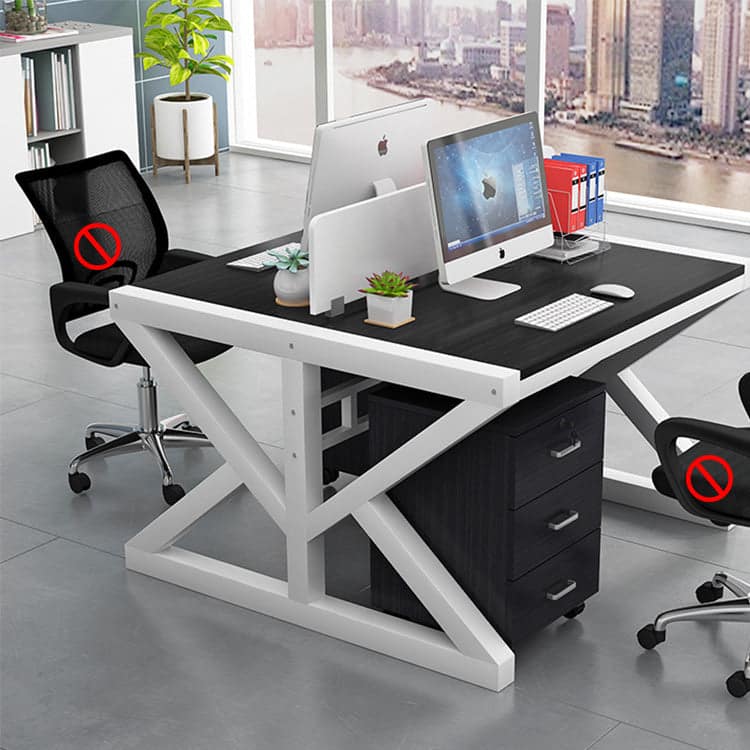 Simple Modern Finance Staff Desk and Chair Set, Black and White - Maoters