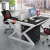 Simple Modern Finance Staff Desk and Chair Set, Black and White - Maoters