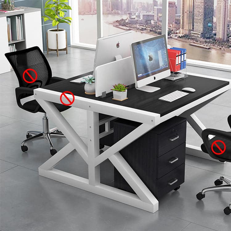 Simple Modern Finance Staff Desk and Chair Set, Black and White - Maoters