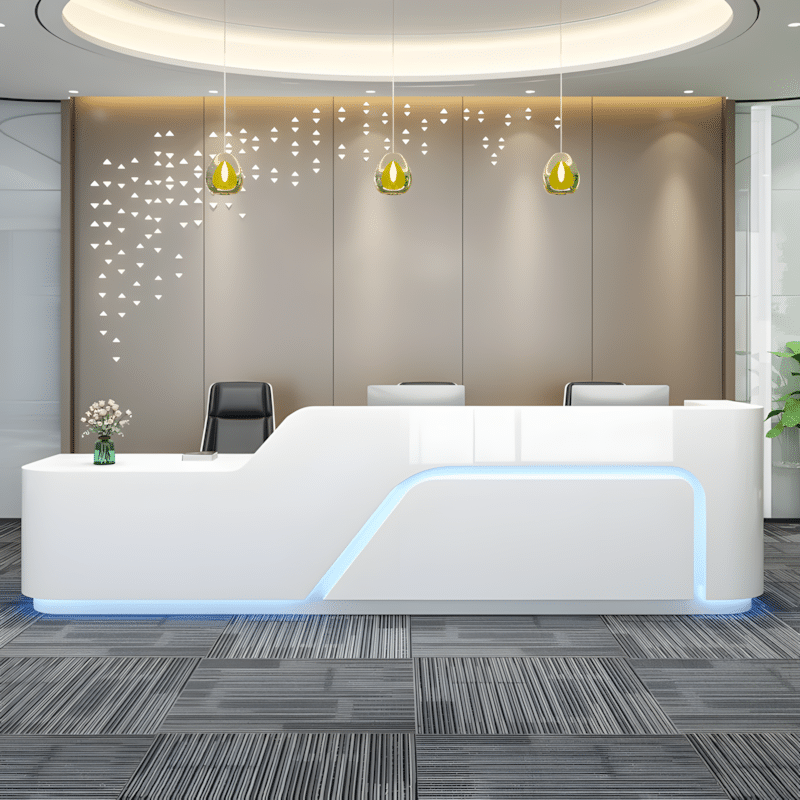 Lacquered Curved Company Reception Desk