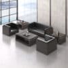 Compact Modern Guest Office Sofa - Genuine Leather, Black