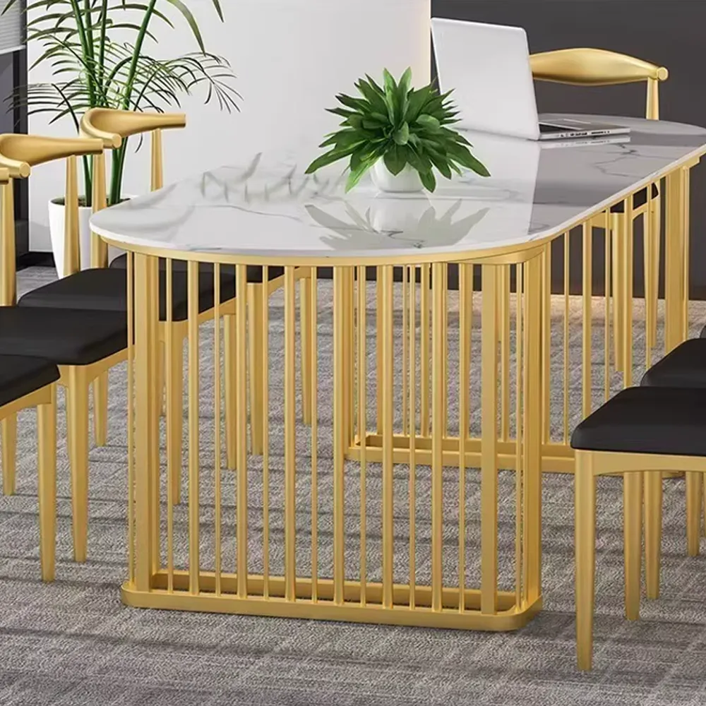 Rock Slab Marble Conference Table Oval Desk