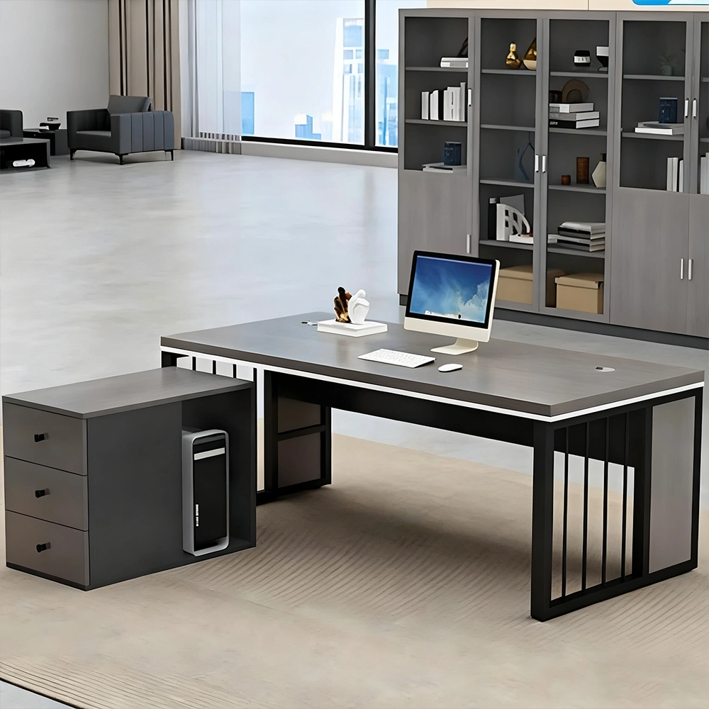 Gray Oak Executive Desk - Modern Office Furniture