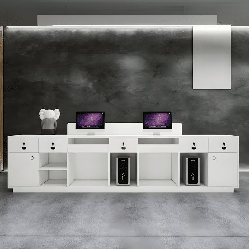 Modern Stainless Steel Front Desk - Sleek & Sturdy
