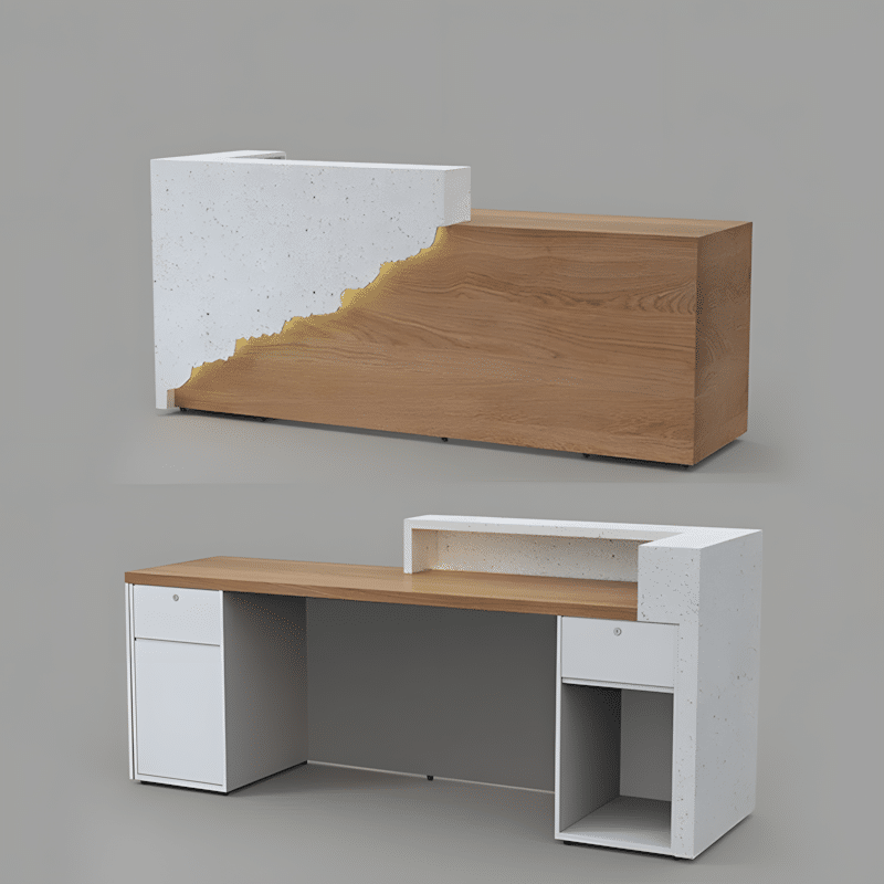 Solid Wood Corporate Office Reception Desk