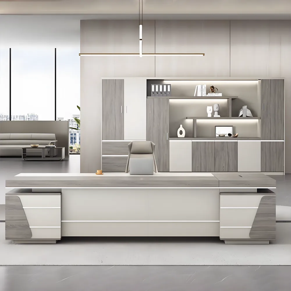 Manager's Office Desk and Chair Set, Cocoa Gray