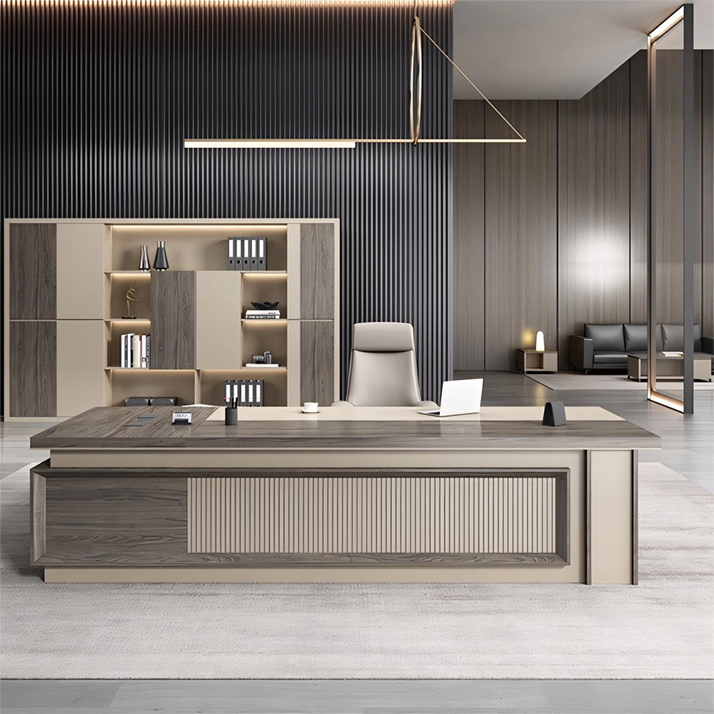 L-Shaped Executive Desk with Drawer & Storage