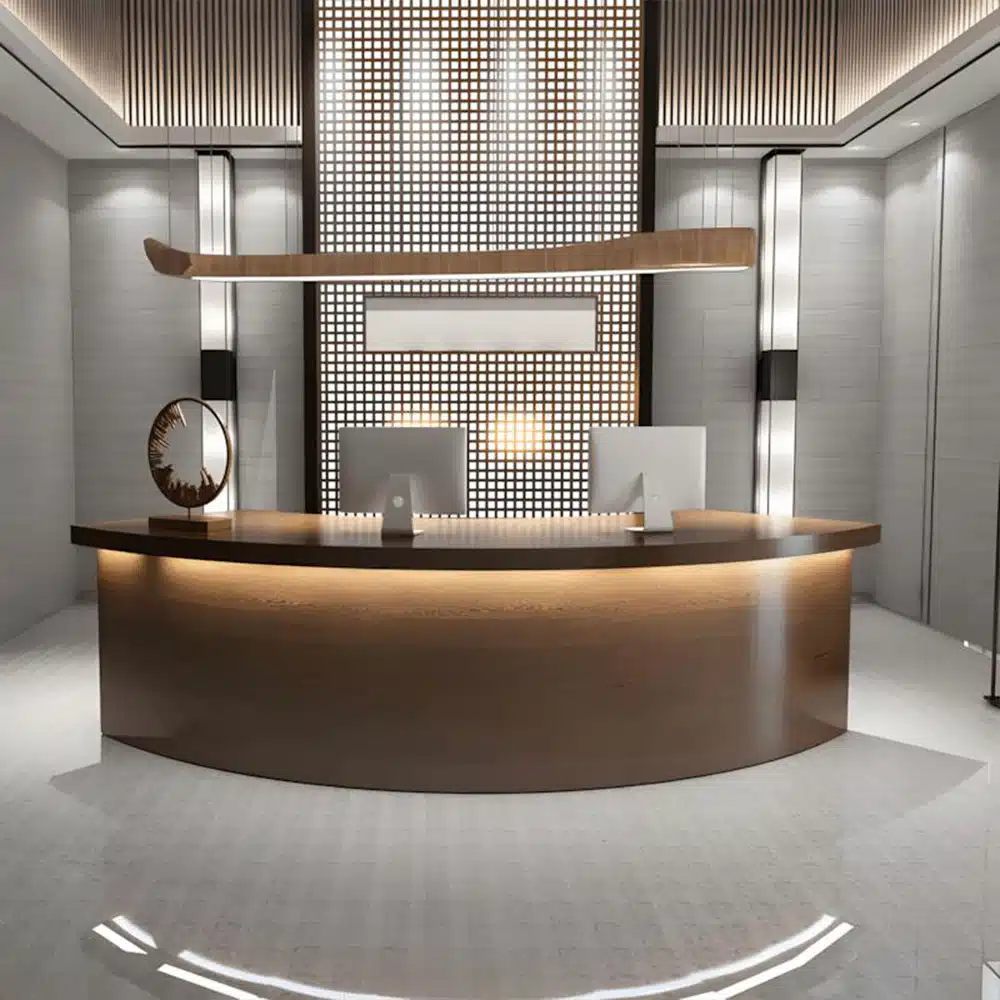 Reception Desk with Solid Wood Grain - Maoters