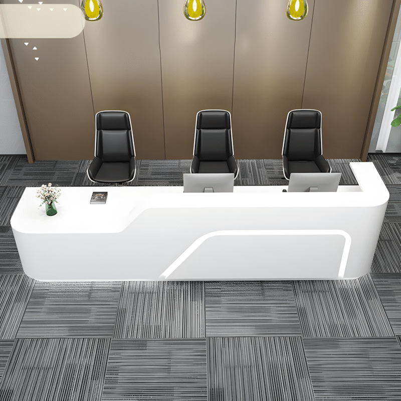 Lacquered Curved Company Reception Desk