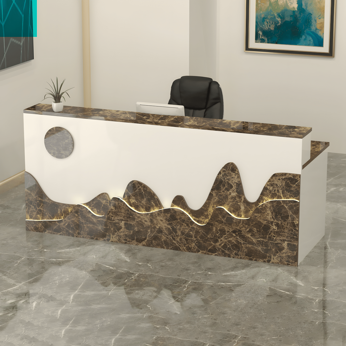 Sleek Lacquered Counter with Light Strip