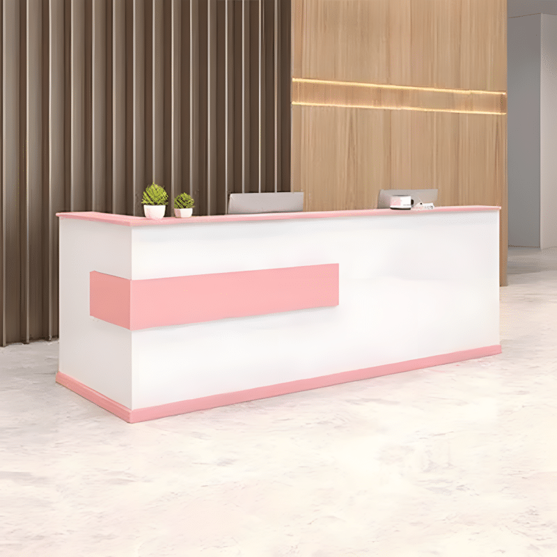 Modern Minimalist Reception Desk - White & Maple