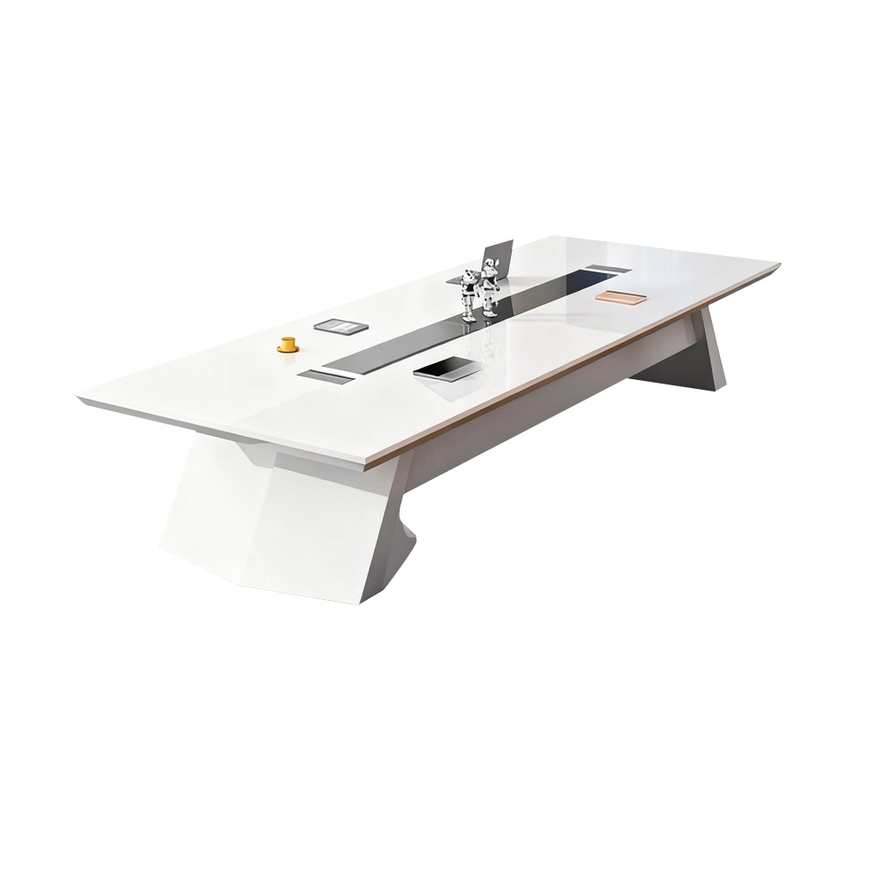 Large Rectangular White Lacquered Conference Table - Maoters Large Rectangular White Lacquered Conference Table - Maoters