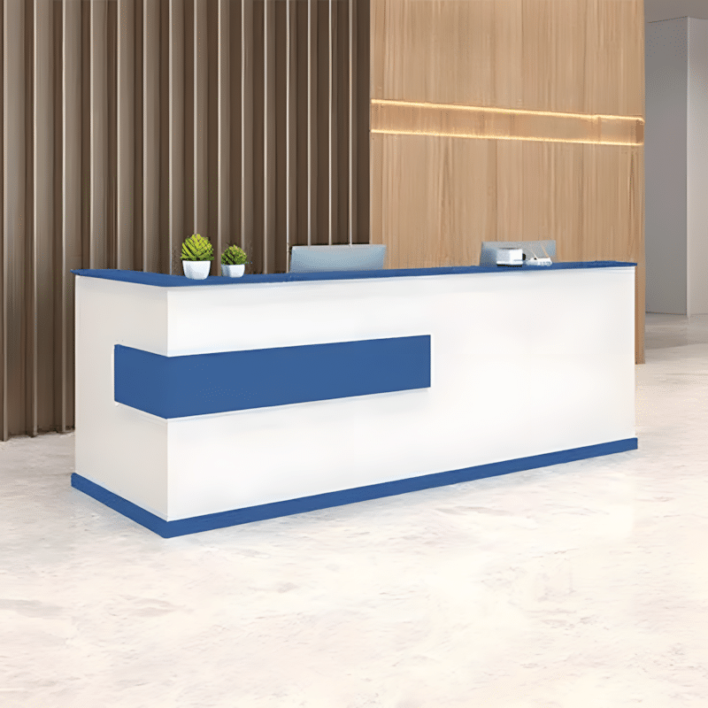 Modern Minimalist Reception Desk - White & Maple