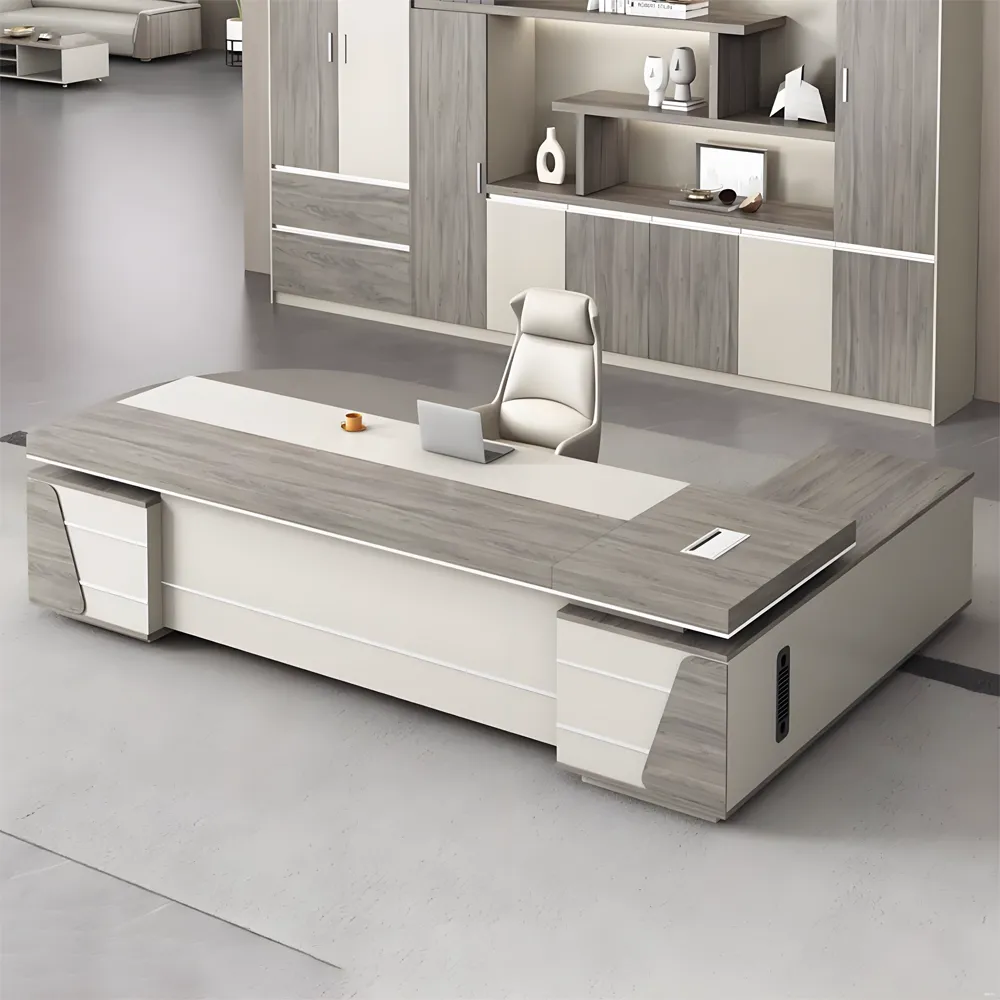 Manager's Office Desk and Chair Set, Cocoa Gray Manager's Office Desk and Chair Set, Cocoa Gray