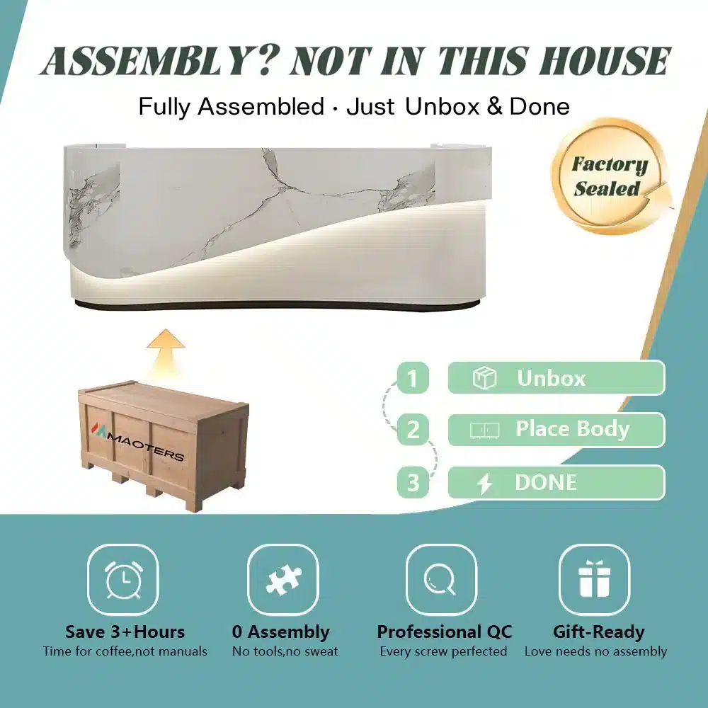 Modern Curved Front Desk Reception Desk Cashier Desk