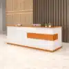 Modern Minimalist Reception Desk - White & Maple