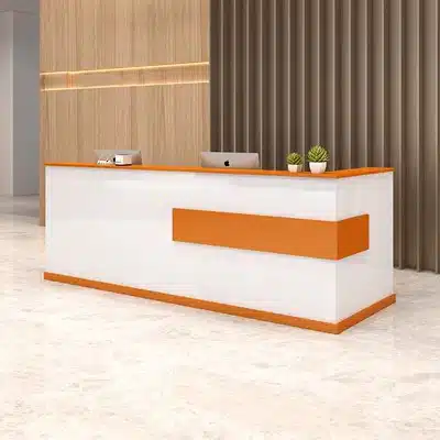 Modern Minimalist Reception Desk - White & Maple
