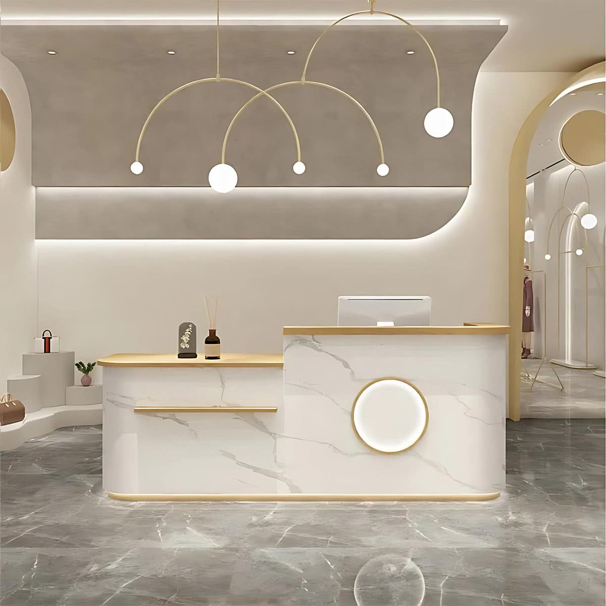 Curved Shop Checkout Reception Desk - Maoters