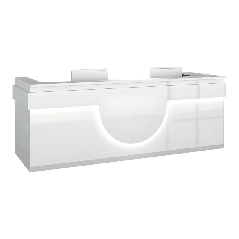 Modern Reception Desk - Light Wood Grain Finish