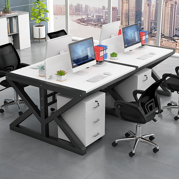 Simple Modern Finance Staff Desk and Chair Set, Black and White - Maoters