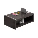 Compact Modern Guest Office Sofa - Genuine Leather, Black