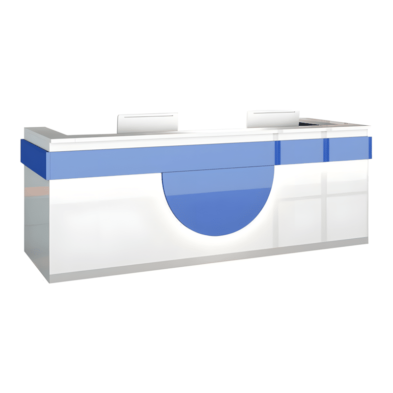 Modern Reception Desk - Light Wood Grain Finish