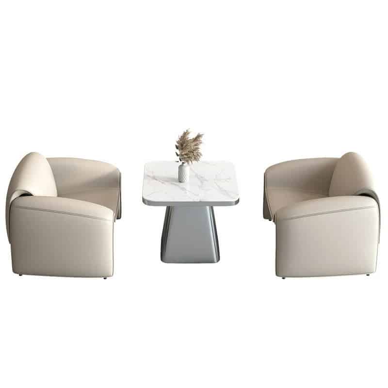 Beige Leather Sofa - Maoters
