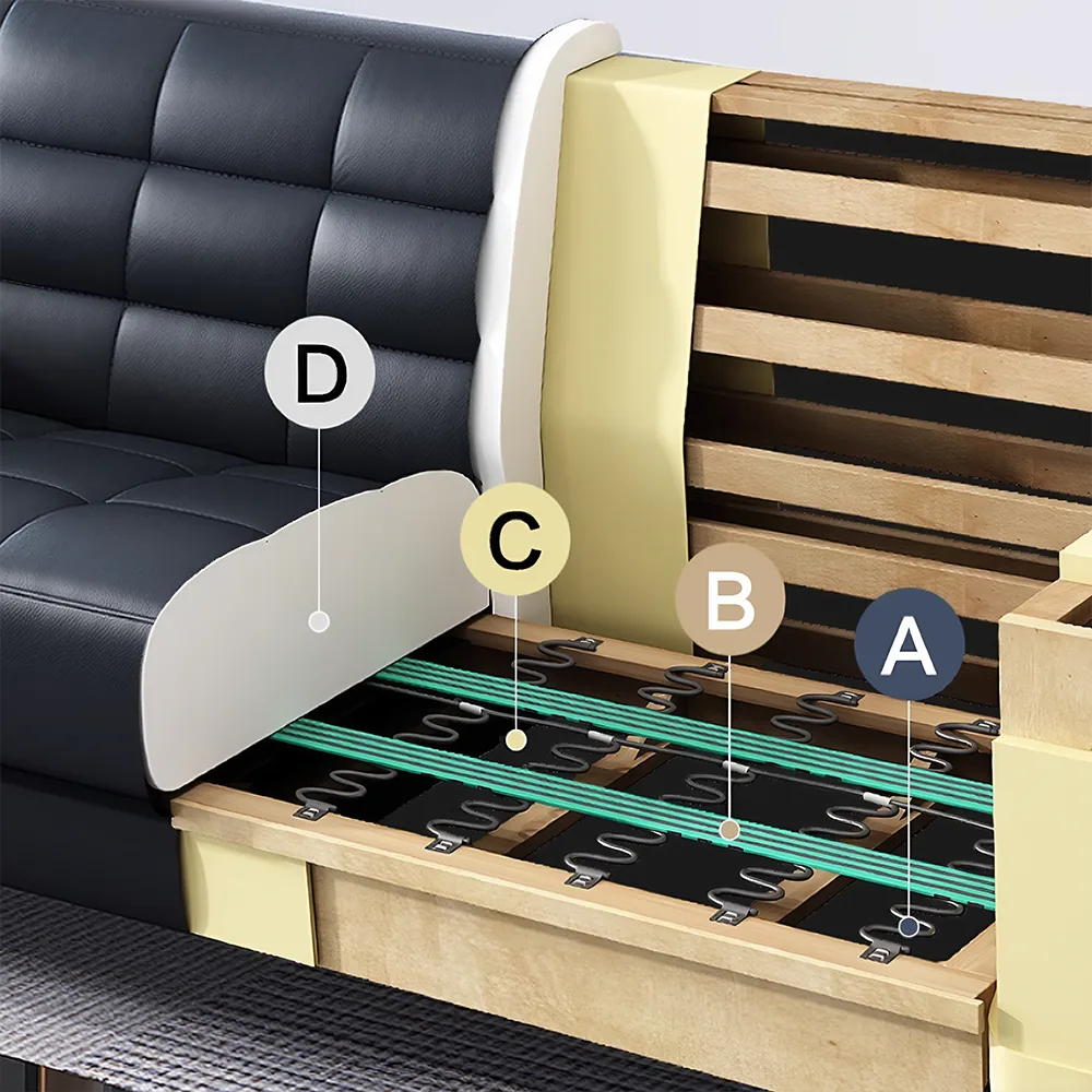 Business Office Sofa in Leather, Black - Maoters