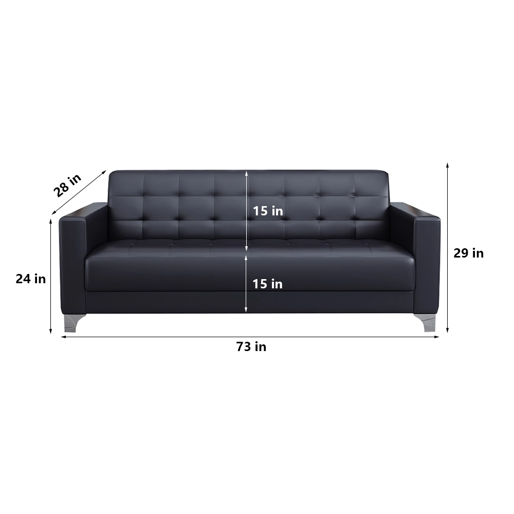Business Office Sofa in Leather, Black - Maoters