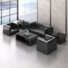 Compact Modern Guest Office Sofa - Genuine Leather, Black