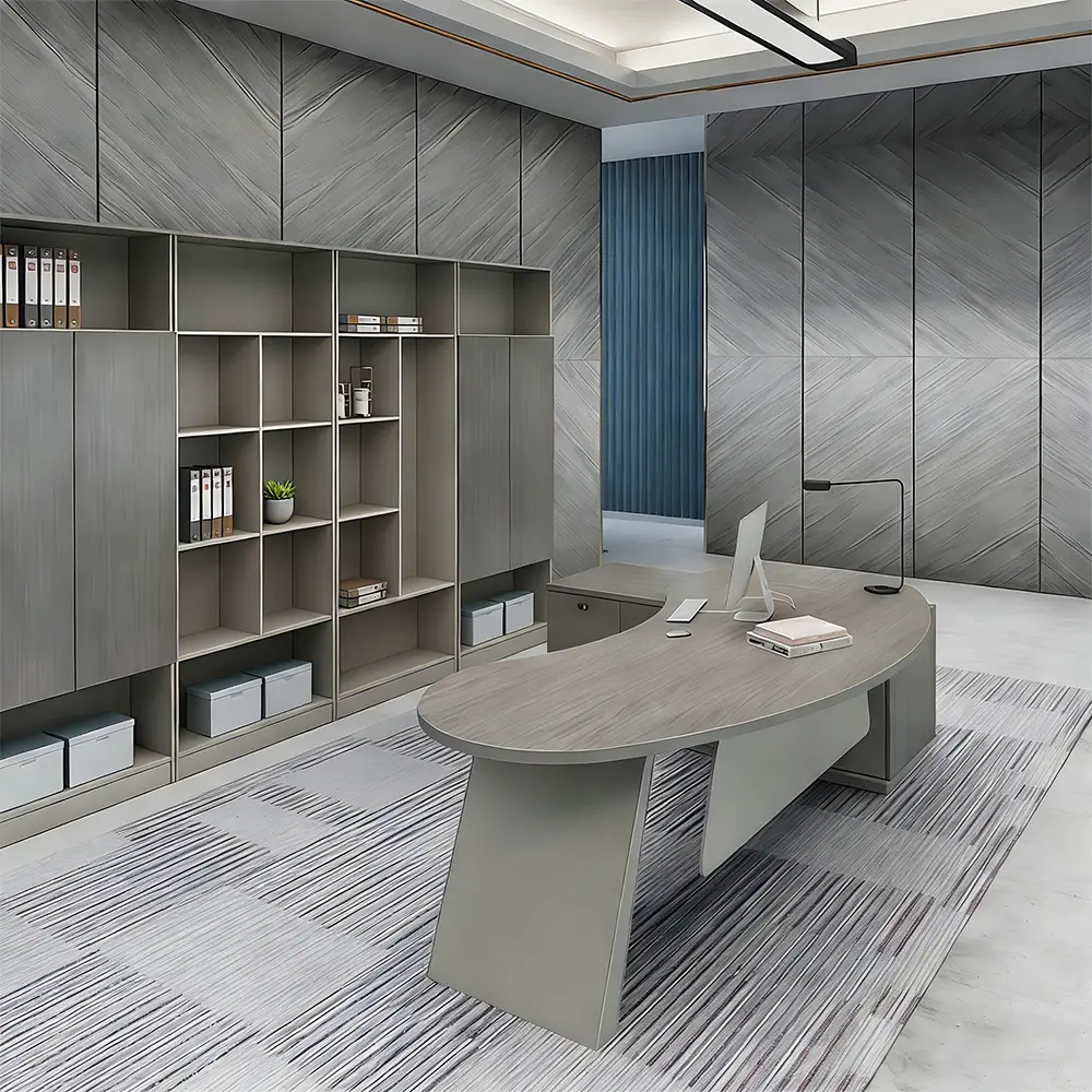 Minimalist Arc-Shaped CEO Desk - Maoters