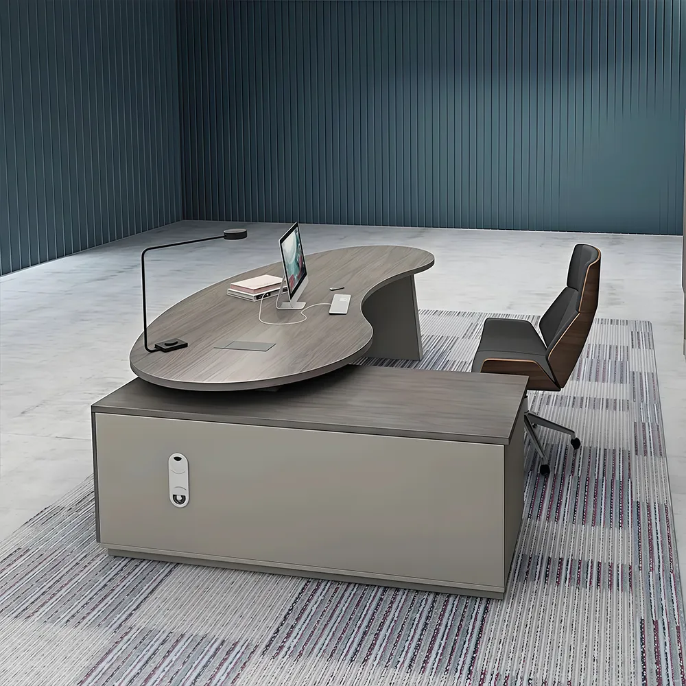Minimalist Arc-Shaped CEO Desk - Maoters