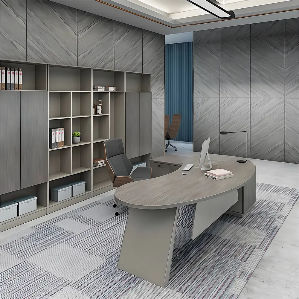 Minimalist Arc-Shaped CEO Desk - Maoters