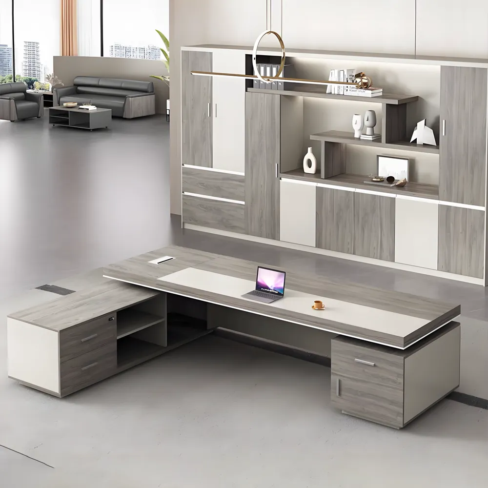 Manager's Office Desk and Chair Set, Cocoa Gray