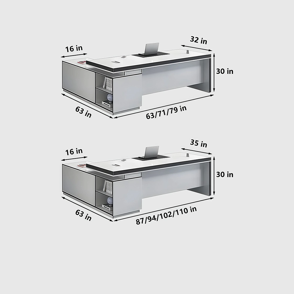 Modern and White Presidential Office Desk
