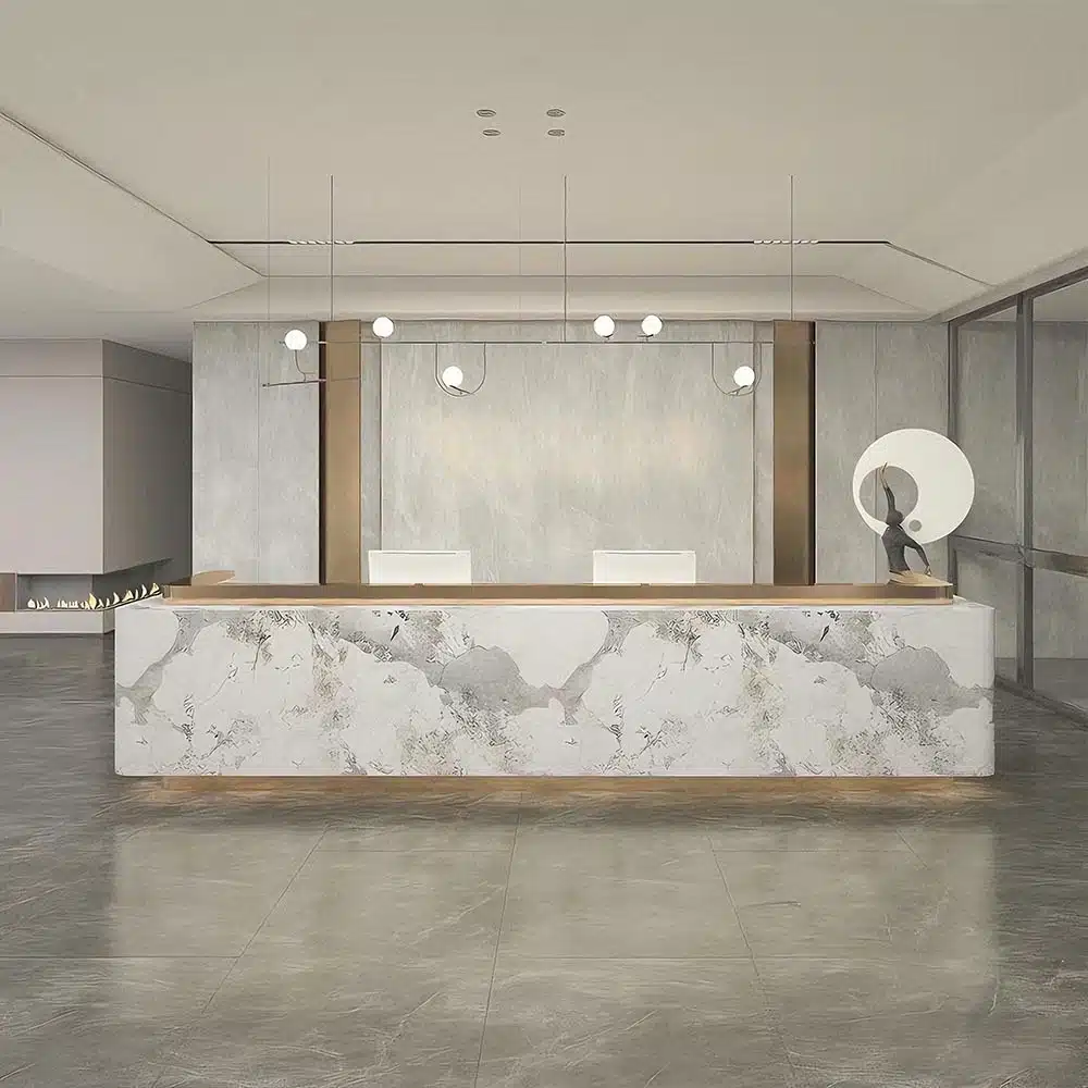 Elegant Marble Slab Counter for Beauty Salon & Bar
