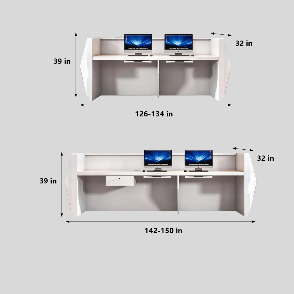 Elegant White Lacquer Front Desk - Modern Reception