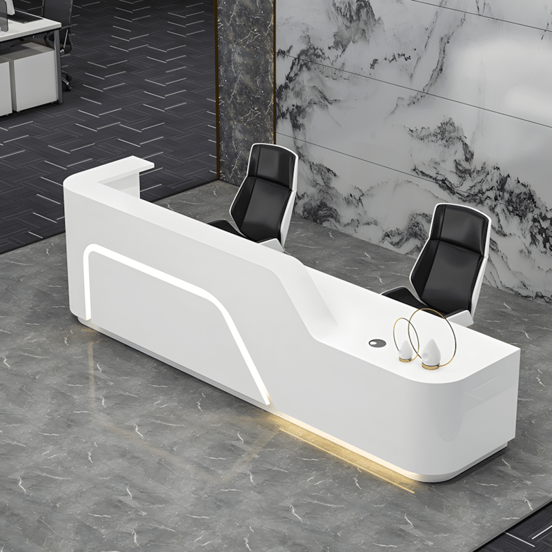 Lacquered Curved Company Reception Desk