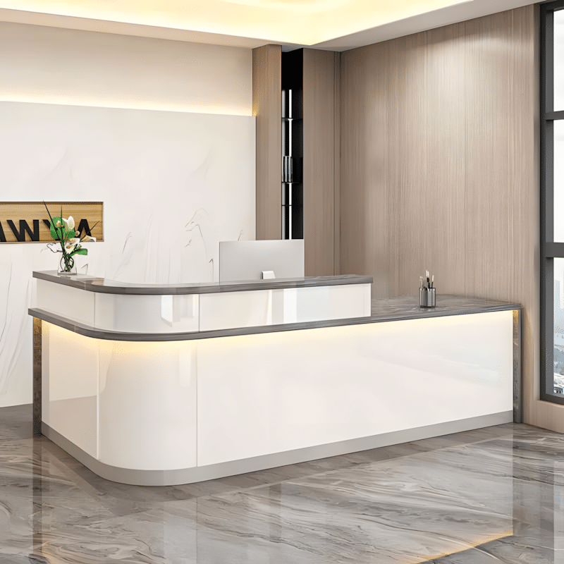 Laminate Reception Desk with Filing Cabinet
