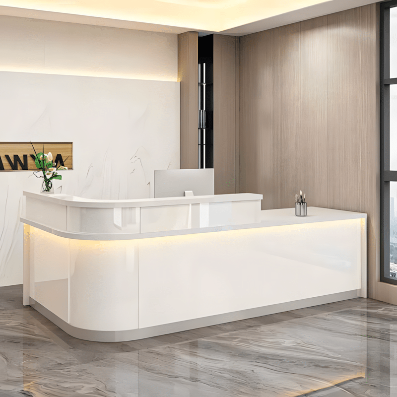 Laminate Reception Desk with Filing Cabinet